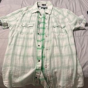 Buffalo white and green shirt sleeve button down men’s size large